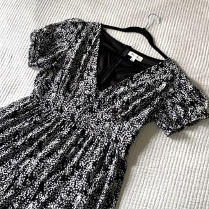 Black & White Flowy Floral Tie Dress